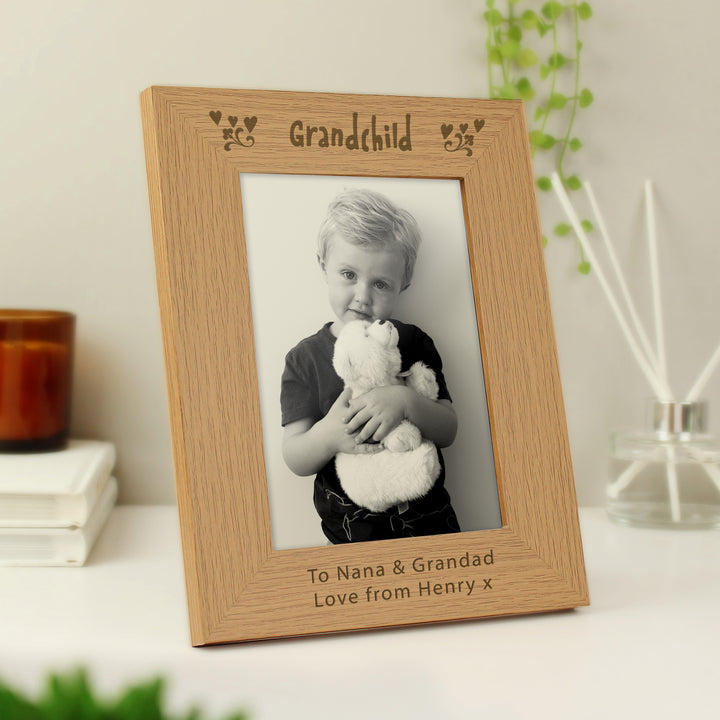 Buy Personalised Grandchild 5x7 Wooden Photo Frame at www.giftsfinder.co.uk