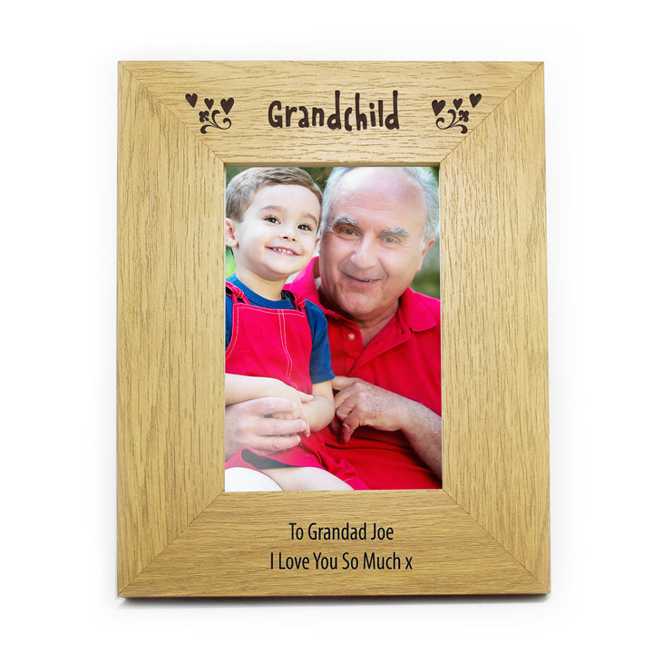 Buy Personalised Oak Finish 4x6 Grandchild Photo Frame at www.giftsfinder.co.uk