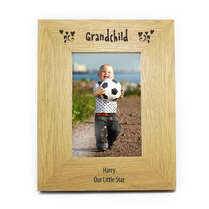 Buy Personalised Oak Finish 4x6 Grandchild Photo Frame at www.giftsfinder.co.uk