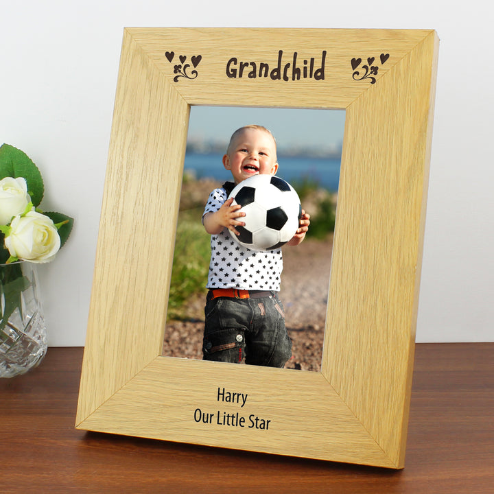 Buy Personalised Oak Finish 4x6 Grandchild Photo Frame at www.giftsfinder.co.uk