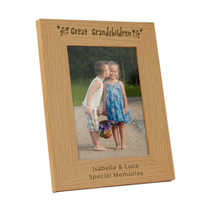 Buy Personalised Great Grandchilden 5x7 Wooden Photo Frame at www.giftsfinder.co.uk