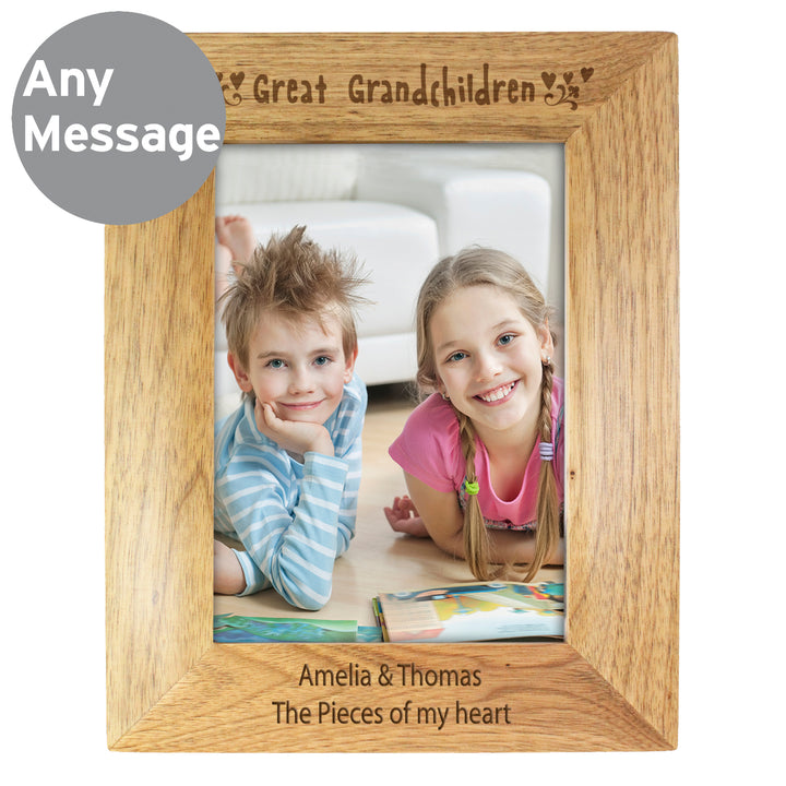 Buy Personalised Great Grandchilden 5x7 Wooden Photo Frame at www.giftsfinder.co.uk