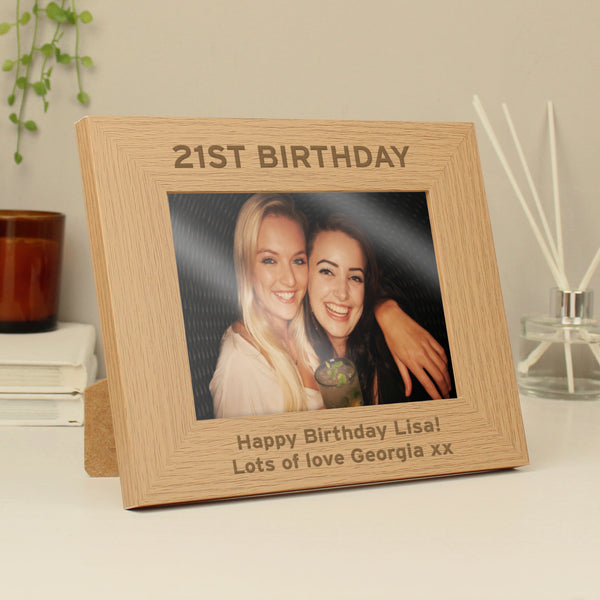 Buy Personalised Bold Text 7x5 Landscape Wooden Photo Frame at www.giftsfinder.co.uk