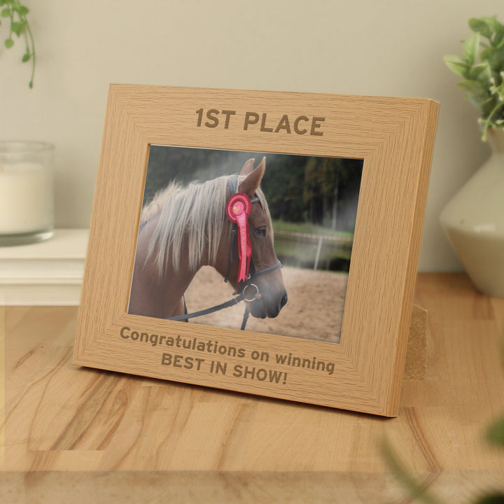 Buy Personalised Bold Text 7x5 Landscape Wooden Photo Frame at www.giftsfinder.co.uk