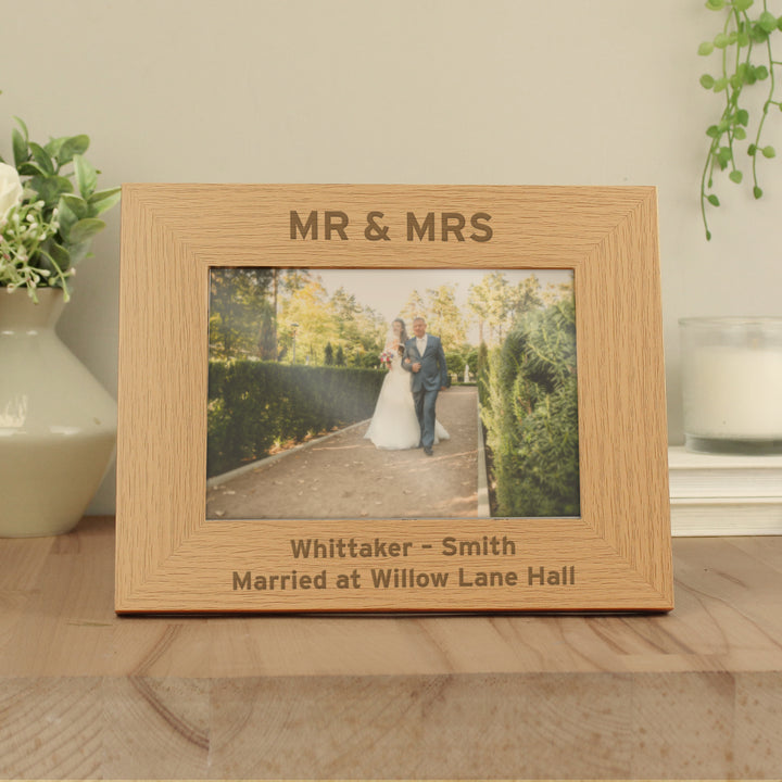 Buy Personalised Bold Text 7x5 Landscape Wooden Photo Frame at www.giftsfinder.co.uk