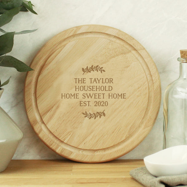 Buy Personalised Wreath Chopping Board at www.giftsfinder.co.uk