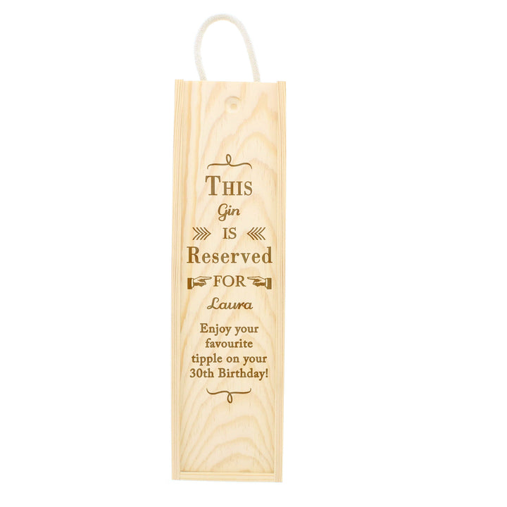 Buy Personalised Reserved For Wooden Wine Bottle Box at www.giftsfinder.co.uk