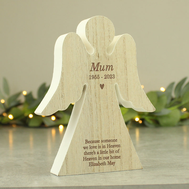 Buy Personalised Rustic Wooden Angel Decoration at www.giftsfinder.co.uk