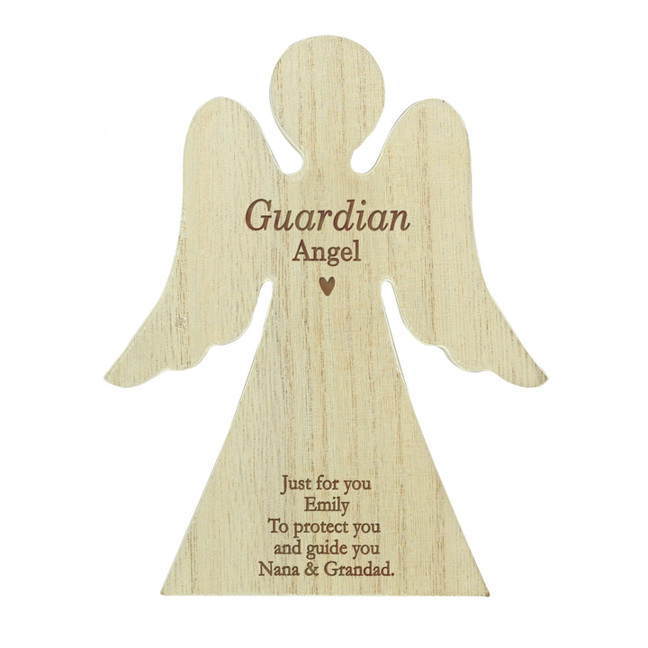 Buy Personalised Rustic Wooden Angel Decoration at www.giftsfinder.co.uk