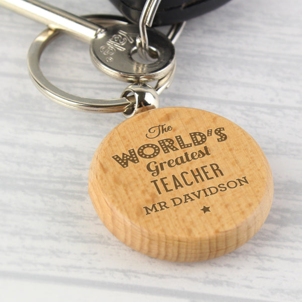 Buy Personalised 'The World's Greatest' Wooden Keyring at www.giftsfinder.co.uk