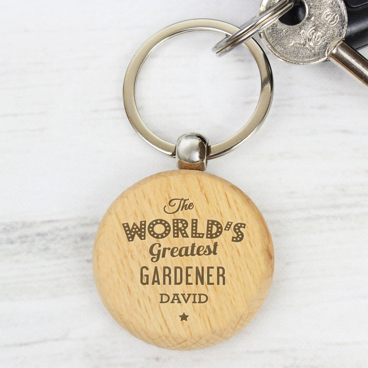 Buy Personalised 'The World's Greatest' Wooden Keyring at www.giftsfinder.co.uk