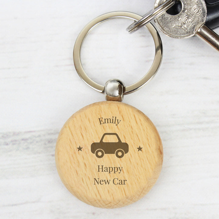 Personalised 'Car Motif' Wooden Keyring - part of the Gifts Finder Personalised Keyrings collection