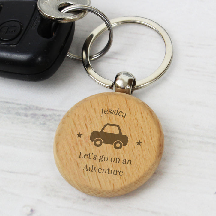 Personalised 'Car Motif' Wooden Keyring - part of the Gifts Finder Personalised Keyrings collection