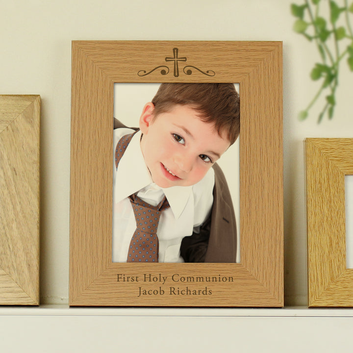 Buy Personalised Religious Swirl 5x7 Wooden Photo Frame at www.giftsfinder.co.uk