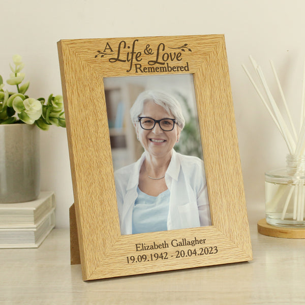 Buy Personalised Life & Love 4x6 Oak Finish Photo Frame at www.giftsfinder.co.uk