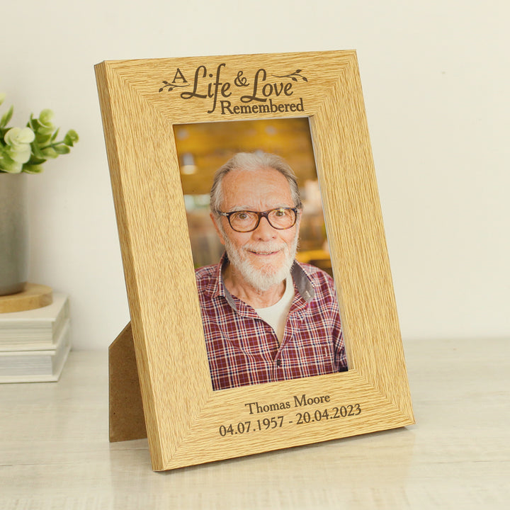 Buy Personalised Life & Love 6x4 Oak Finish Photo Frame available now at www.giftsfinder.co.uk