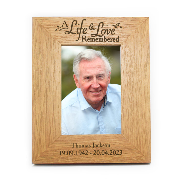 Buy Personalised Life & Love 4x6 Oak Finish Photo Frame at www.giftsfinder.co.uk