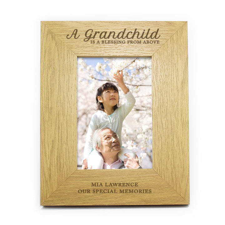 Personalised A Grandchild Is A Blessing 6x4 Inch Oak Finish Photo Frame - part of the Gifts Finder Photo Frames, Albums and Guestbooks collection