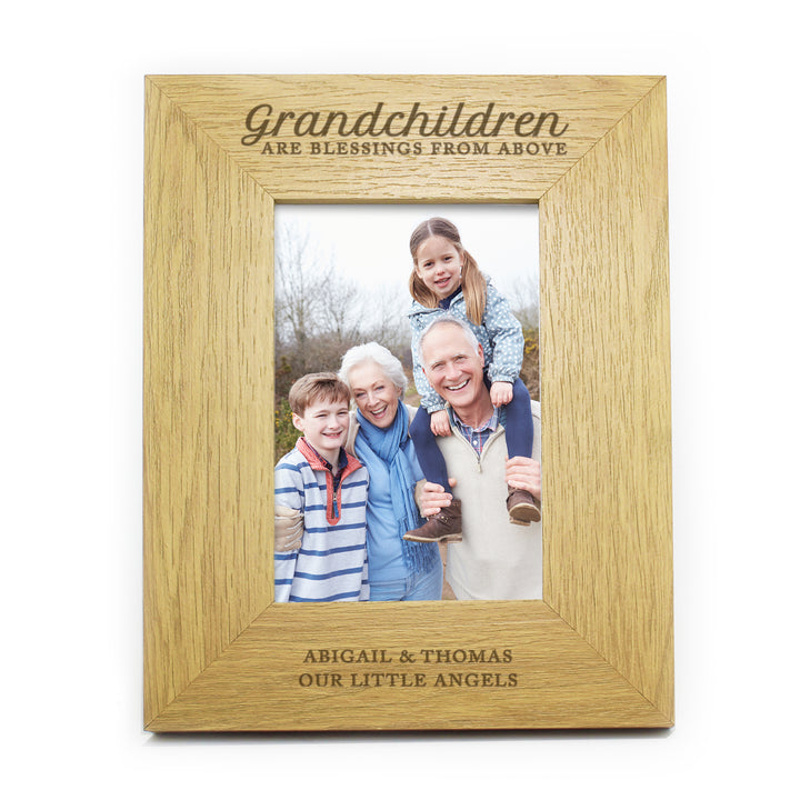 Buy Personalised Grandchildren Are A Blessing 6x4 Oak Finish Photo Frame available now at www.giftsfinder.co.uk