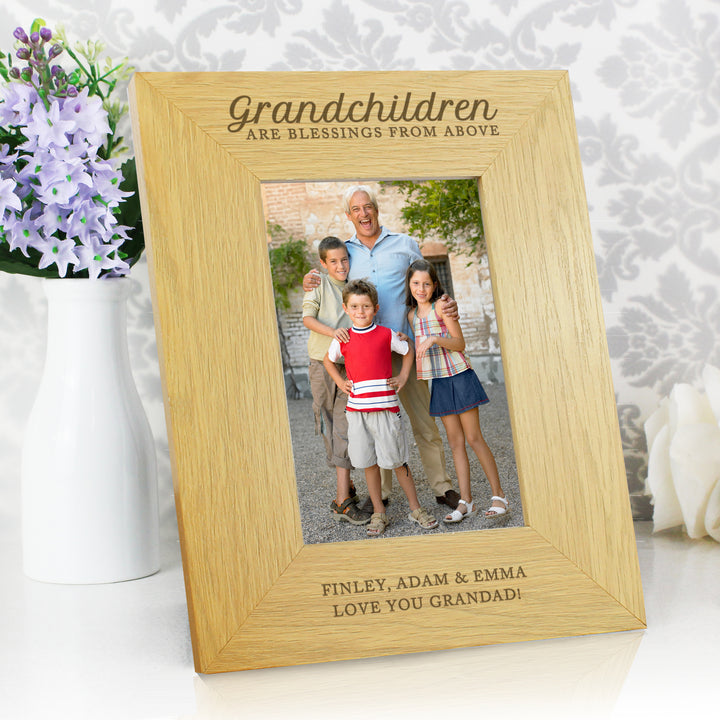 Buy Personalised Grandchildren Are A Blessing 6x4 Oak Finish Photo Frame available now at www.giftsfinder.co.uk