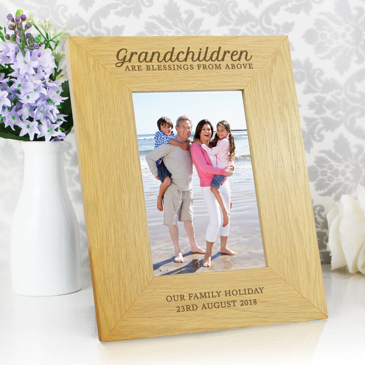 Buy Personalised Grandchildren Are A Blessing 6x4 Oak Finish Photo Frame available now at www.giftsfinder.co.uk