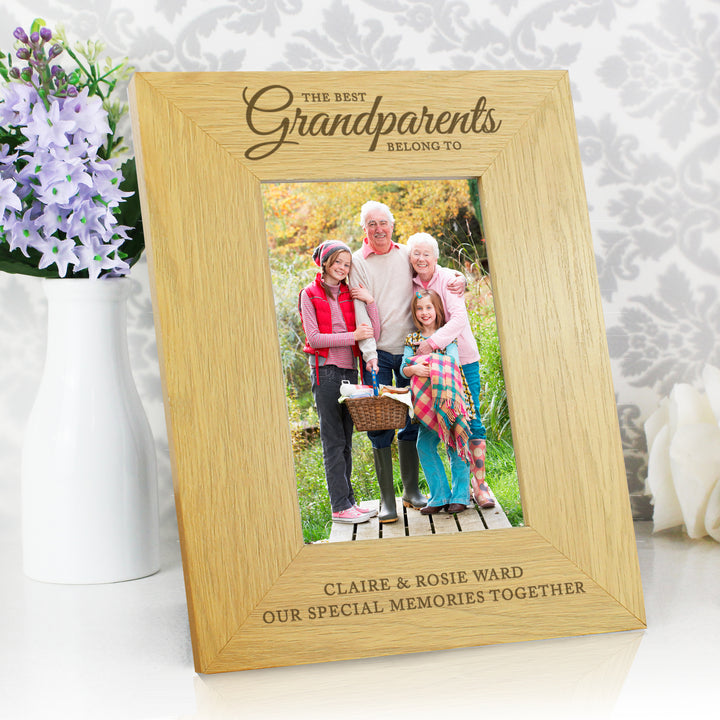 Personalised The Best Grandparents 6x4 Oak Finish Photo Frame in gift category Photo Frames, Albums and Guestbooks