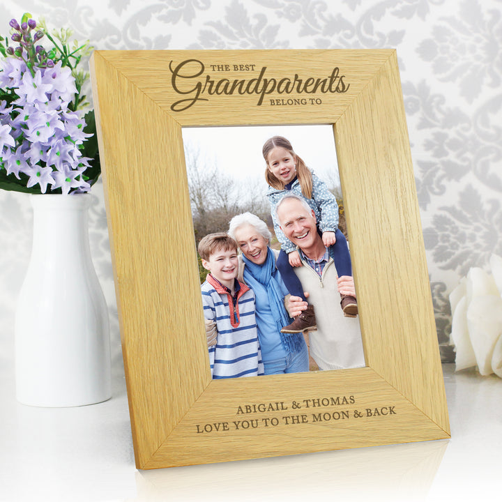 Personalised The Best Grandparents 6x4 Oak Finish Photo Frame in gift category Photo Frames, Albums and Guestbooks