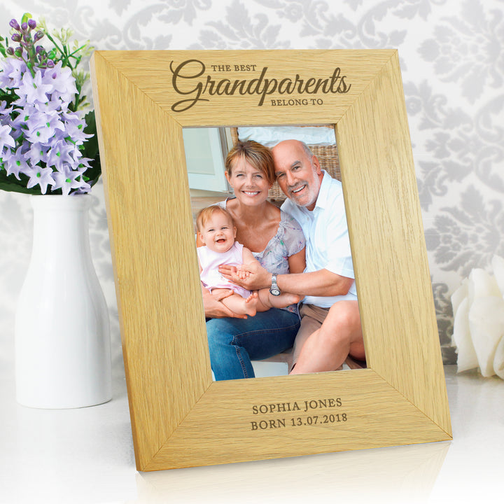 Personalised The Best Grandparents 6x4 Oak Finish Photo Frame in gift category Photo Frames, Albums and Guestbooks