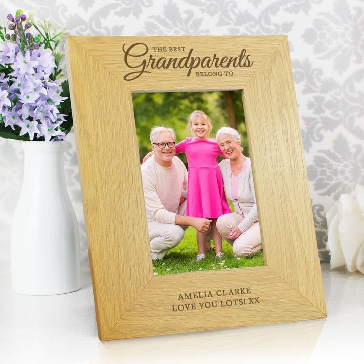 Personalised The Best Grandparents 6x4 Oak Finish Photo Frame in gift category Photo Frames, Albums and Guestbooks