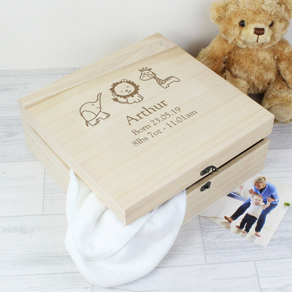 Buy Personalised Hessian Friends Large Wooden Keepsake Box at www.giftsfinder.co.uk