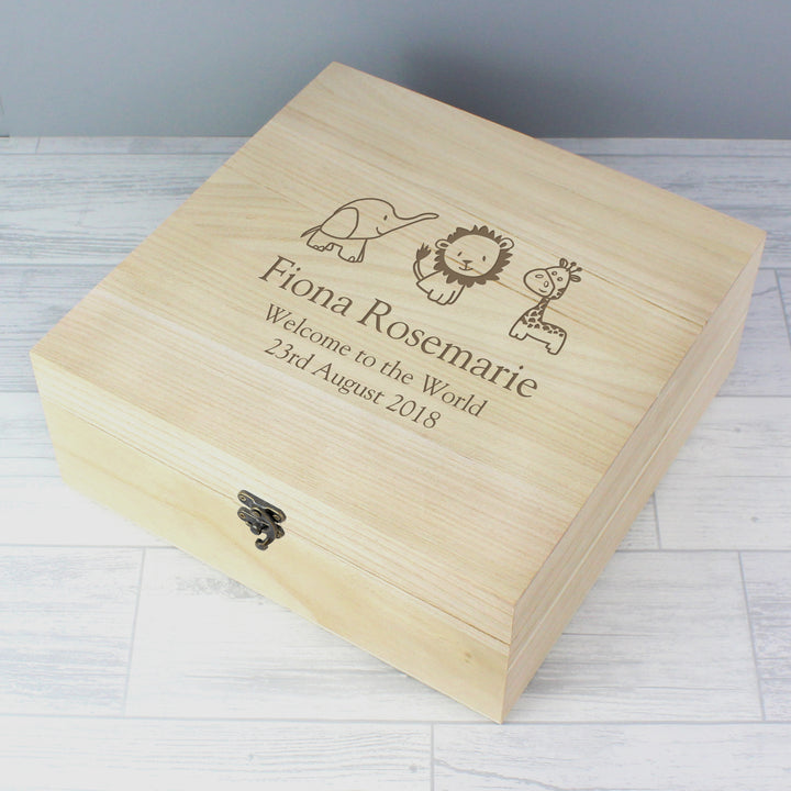 Buy Personalised Hessian Friends Large Wooden Keepsake Box at www.giftsfinder.co.uk