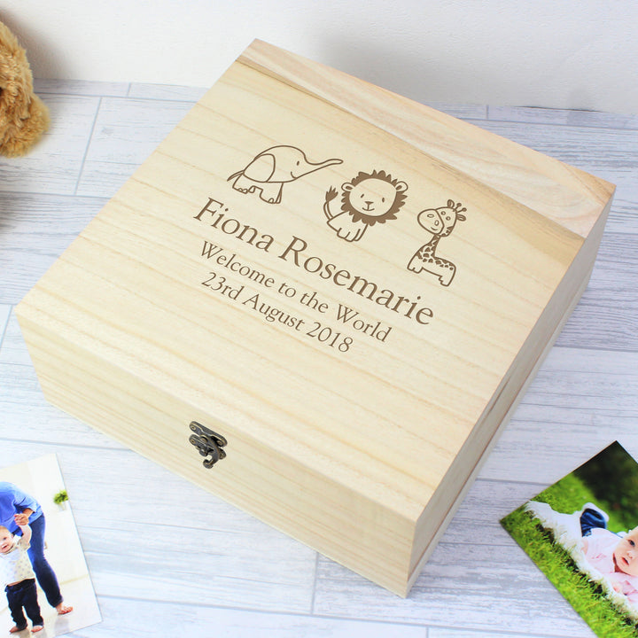 Buy Personalised Hessian Friends Large Wooden Keepsake Box at www.giftsfinder.co.uk