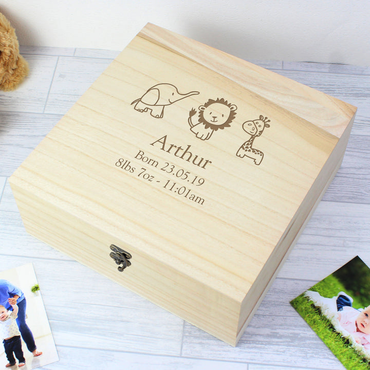 Buy Personalised Hessian Friends Large Wooden Keepsake Box at www.giftsfinder.co.uk