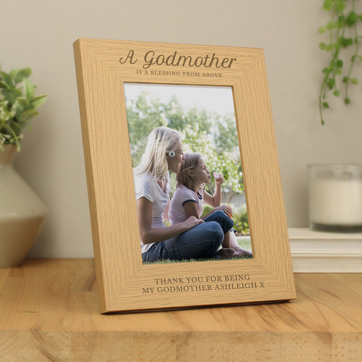 Personalised Godmother 5x7 Inch Wooden Photo Frame - part of the Gifts Finder Personalised Photo Frames collection