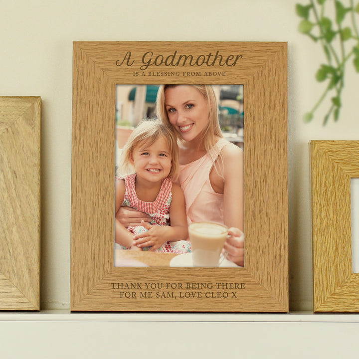 Personalised Godmother 5x7 Inch Wooden Photo Frame - part of the Gifts Finder Personalised Photo Frames collection