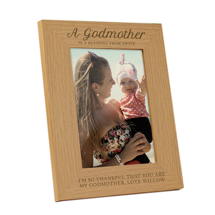 Personalised Godmother 5x7 Inch Wooden Photo Frame - part of the Gifts Finder Personalised Photo Frames collection