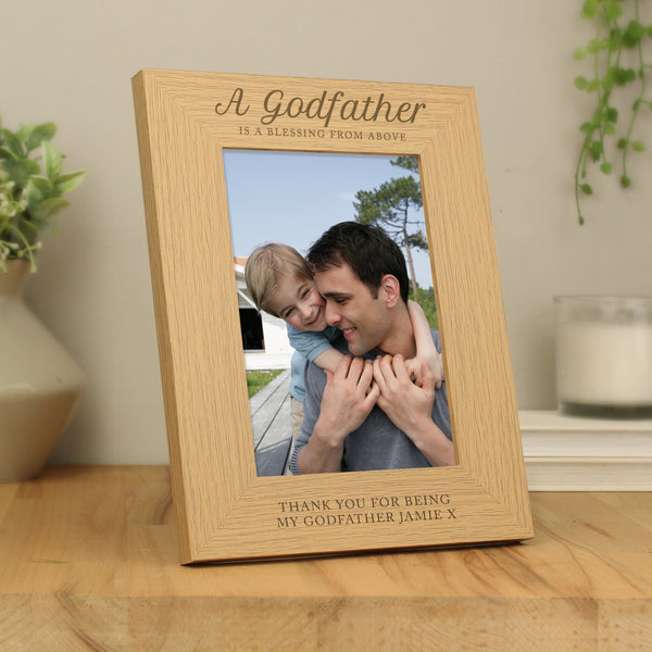 Buy Personalised Godfather 5x7 Wooden Photo Frame at www.giftsfinder.co.uk