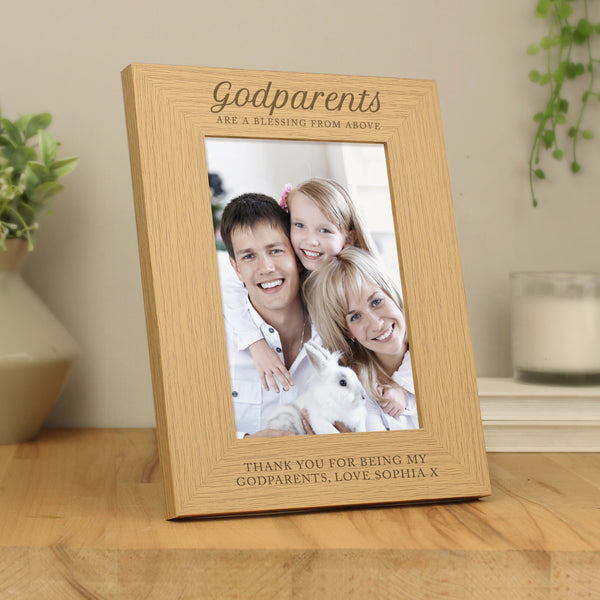 Buy Personalised Godparents 5x7 Wooden Photo Frame at www.giftsfinder.co.uk