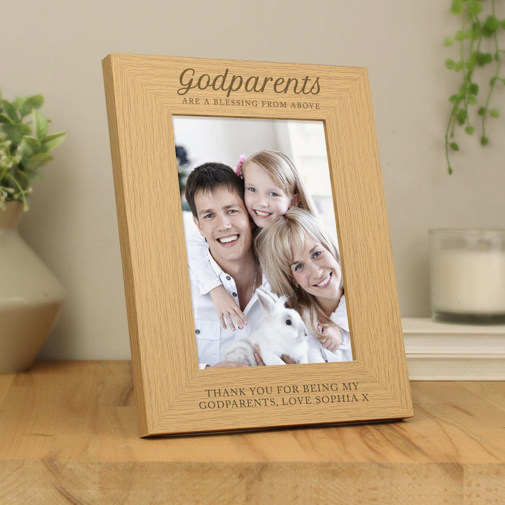 Personalised Godparents 5x7 Inch Wooden Photo Frame - part of the Gifts Finder Personalised Photo Frames collection