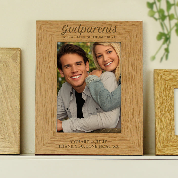 Personalised Godparents 5x7 Inch Wooden Photo Frame - part of the Gifts Finder Personalised Photo Frames collection