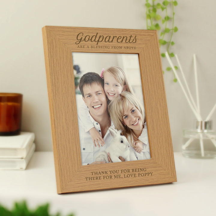 Personalised Godparents 5x7 Inch Wooden Photo Frame - part of the Gifts Finder Personalised Photo Frames collection