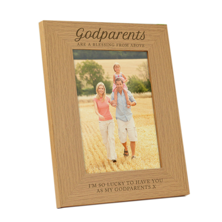 Personalised Godparents 5x7 Inch Wooden Photo Frame - part of the Gifts Finder Personalised Photo Frames collection