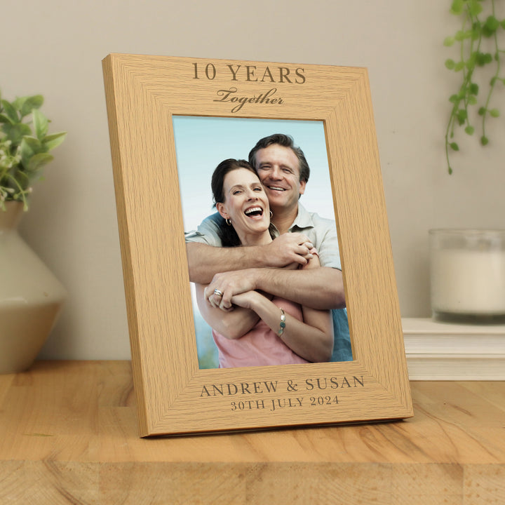 Personalised Anniversary 5x7 Inch Wooden Photo Frame - part of the Gifts Finder Wooden collection