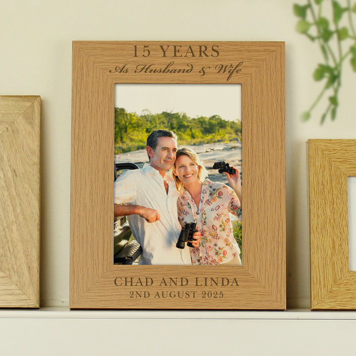 Personalised Anniversary 5x7 Inch Wooden Photo Frame - part of the Gifts Finder Wooden collection