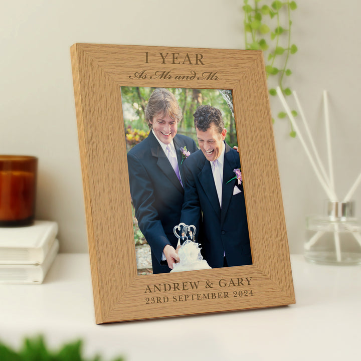 Personalised Anniversary 5x7 Inch Wooden Photo Frame - part of the Gifts Finder Wooden collection