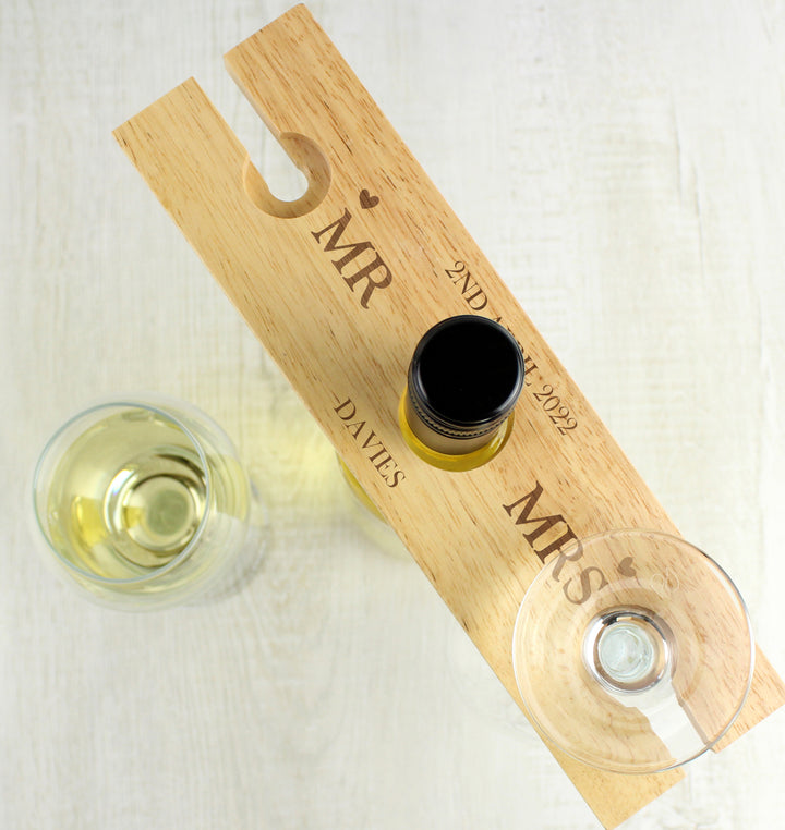 Buy Personalised Married Couple Wine Glass & Bottle Holder at www.giftsfinder.co.uk