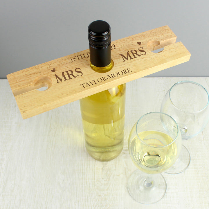 Buy Personalised Married Couple Wine Glass & Bottle Holder at www.giftsfinder.co.uk