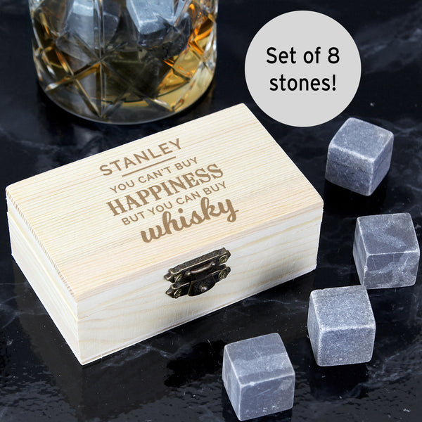 Buy Personalised Happiness Whisky Stones at www.giftsfinder.co.uk