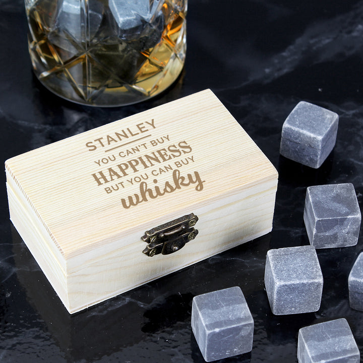 Personalised Happiness Whisky Stones - part of the Gifts Finder Personalised Whisky Glasses, Decanters & Gift Sets collection