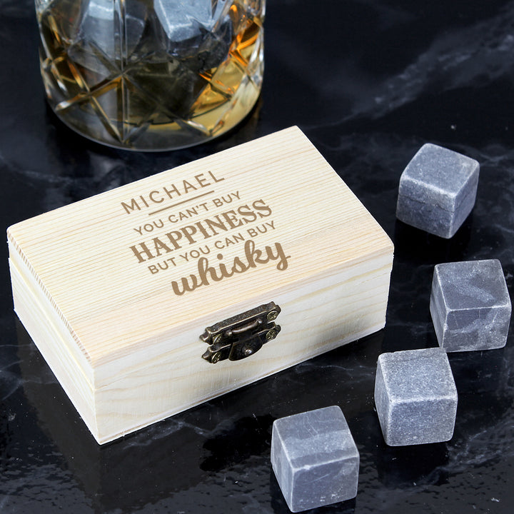 Personalised Happiness Whisky Stones - part of the Gifts Finder Personalised Whisky Glasses, Decanters & Gift Sets collection